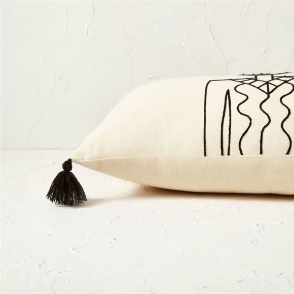 Opalhouse Oversized Oblong Embroidered Decorative Throw Pillow Natural/Black - Picture 3 of 4